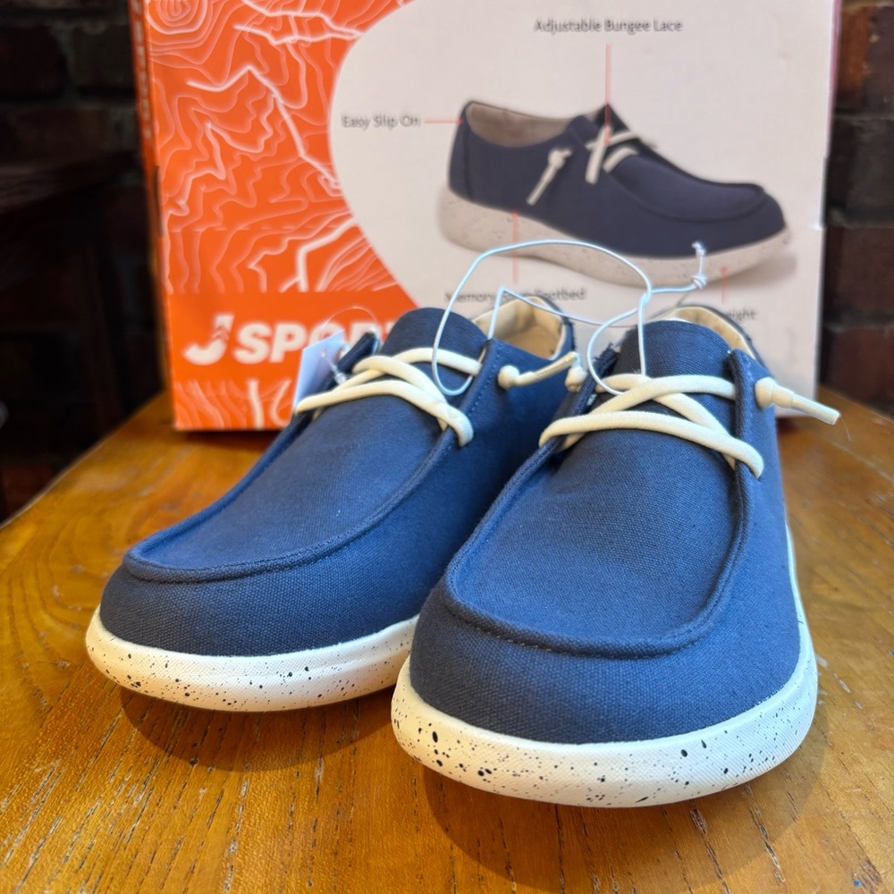 JSport womens Wenden slip on lightweight casual canvas boat shoes loafers navy 6